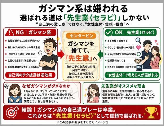 【ガシマン系SEXはNG】ヤバいオフパコ師にならないために女性が嫌いなセックスとお手本セックス